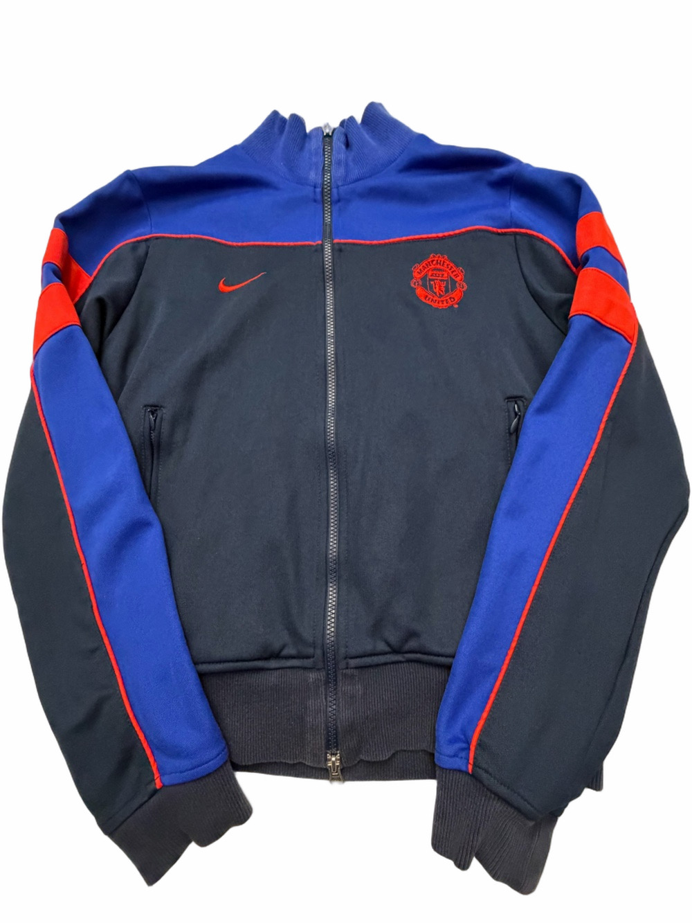 Vintage Nike Manchester United Track Jacket Blue Red Men Small Soccer Football